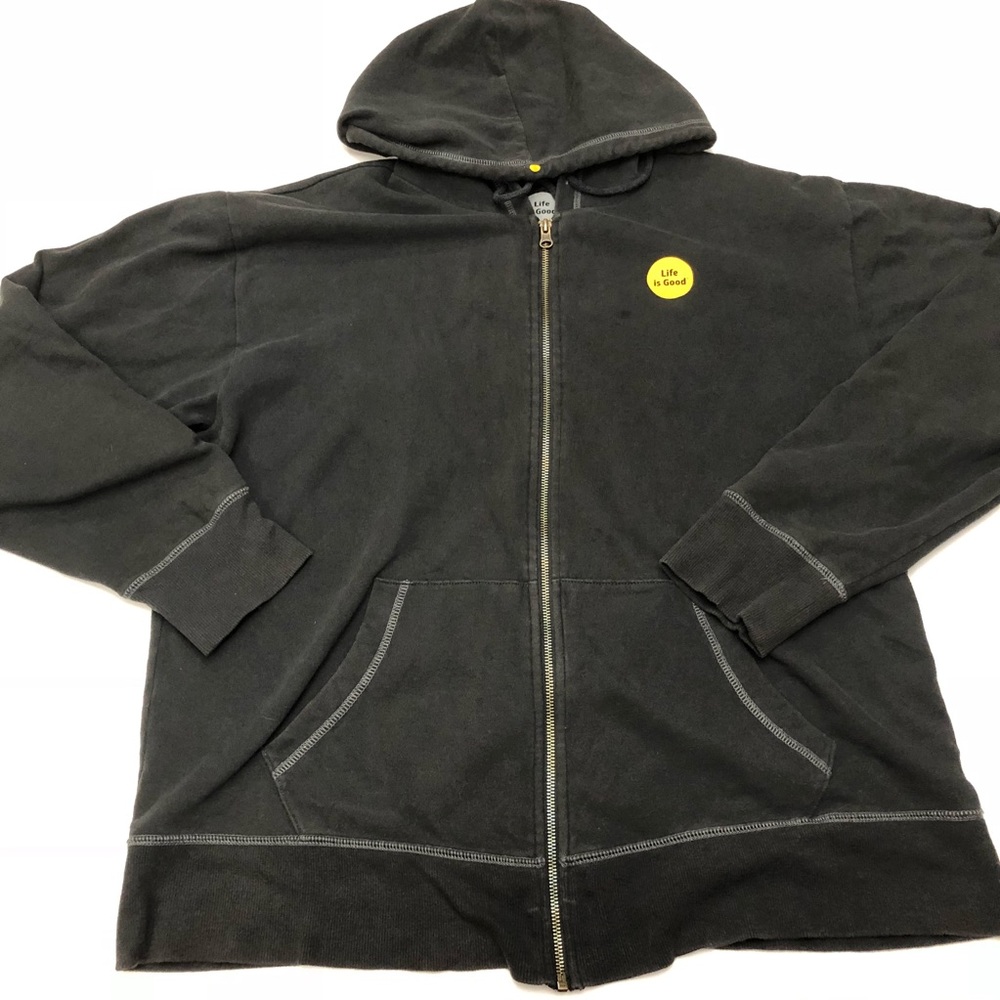 Life is Good Black Hoody Large EUC